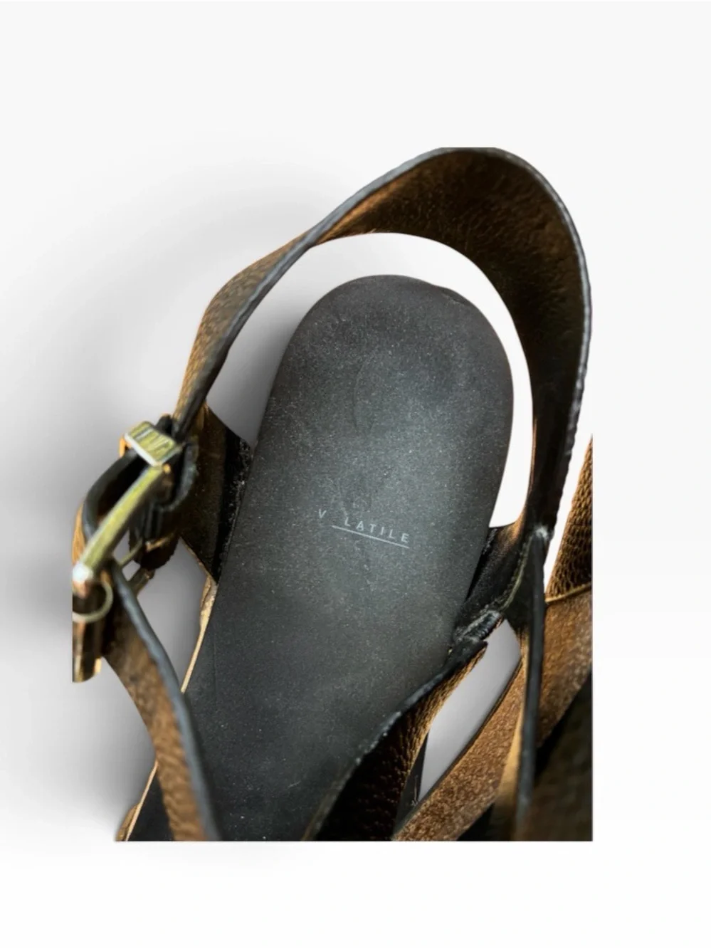 Volatile Biloxi Strappy Wedge Black Sandals Sz 11